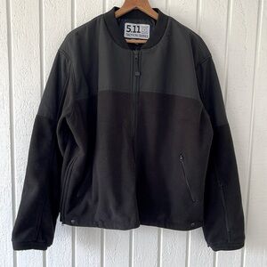5.11 Tactical Jacket Full Zip Fleece & Rip Stop Nylon Black Mens XL